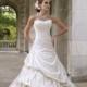 Strapless Luxurious Satin Wedding Dress with Side Draped Pick-up Skirt