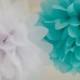 10 Tiffany Blue and White Hanging Tissue Pom Poms Set / Aqua and White Wedding Decorations / Baby shower / Table Centerpiece / READY TO SHIP