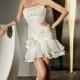 Satin Fit and Flare Strapless Gorgeous Wedding Dress with Tiered Long to Short Skirt