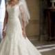 A-line Cap Sleeves V-neck and V-back Wedding Dresses - LightIndreaming.com
