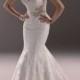 Elegant Plunging V-neck Short Sleeves Mermaid Open Back Wedding Dresses - LightIndreaming.com