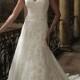 Ruched Straps A-line V-neck and V-back Wedding Dresses - LightIndreaming.com