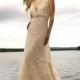 Champagne Straps Sleeveless Empire V-neck Lace Wedding Dresses - LightIndreaming.com