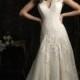 Straps V-neck A-line Wedding Dresses with Keyhole Back - LightIndreaming.com