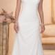 Cap Sleeves Sheath V-neck Ruched Bodice Wedding Dresses - LightIndreaming.com