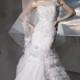 Low Back Organza Sweetheart Neck Wedding Dress with One-shoulder Strap