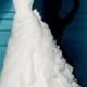 Satin Stunning One Shoulder Flowers Wedding Dress with Multi-tiered Skirt
