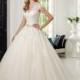 Short Sleeves Illusion Boat Neckline A-line Lace Appliques Wedding Dresses - LightIndreaming.com