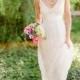 Lace V-neck Sheath Sleeveless Simple Summer Wedding Dress with Straps and Sash