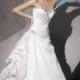 Organza Taffeta A-line Wedding Dress with Lace-up Back and Jewel Neck