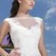 Satin Trim Illusion Sabrina Neckline And Drop Waist Line Tulle Wedding Gown - LightIndreaming.com