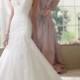 Strapless A-line Softly Curved Neckline Lace Mermaid Wedding Dresses - LightIndreaming.com