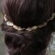 Wedding Headpiece- Gold wreath - Bridal hair accessory -Gold leaf Halo-  gold hair vine - 1920s wedding headpiece - 1930s wedding dress