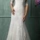 Half Sleeves V Neckline Lace Wedding Dresses - LightIndreaming.com