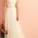 Sleeveless High Neckline Wedding Dress with Illusion Back - LightIndreaming.com