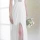 Attractive Chiffon & Satin Sheath V-neck Slit Wedding Dress