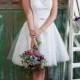 Straps Bateau Neckline Knee Length Lace Wedding Dresses - LightIndreaming.com