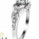 14K White Gold Filigree Engagement Ring With 0.60ct. Natural Diamond-Art Deco Filigree Ring