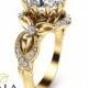 Oval Diamond Engagement Ring 14K Yellow Gold Oval Engagement Ring Unique Engagement Ring