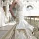 Antique Silk Faced Satin Pick-up Asymmetrical Pleated Trumpet Wedding Dress