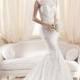 Alluring Tulle & Satin Bateau Neckline Natural Waistline Mermaid Wedding Dress