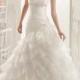Alluring Organza Satin & Stabilized Tricot A-line Strapless Neckline Asymmetrical Waist Layered Wedding Dress With Beaded Lace Appliques