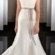 Fit Flare Scalloped Neckline Lace Appliques Wedding Dress with Detachable Chapel Train