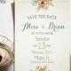 Rustic Save The Date Printable, Save the Date Floral, Save the Date invitation, Wedding Cards, Digital File, Download