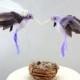 SALE! Purple Hummingbird Wedding Cake Topper: Unique Bride and Groom Love Bird Cake Topper -- LoveNesting Cake Toppers