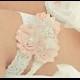 Vintage Bridal Garter Blush or Dusty Rose Ivory  Lace Garter with Rhinestones and Pearls  Custom Wedding colors