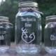 5 Piece mason jar sand ceremony set Deer and Doe heart with The Hunt is Over,4 pouring vases