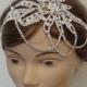 Rhinestone Bridal Headband Attached to a Pure Silk Ribbon in Ivory, White, Black - Ships in 2 weeks