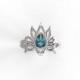 Engagement ring ,Lotus flower ,gold engagement ring, gold engagement ring with gem stone , Engagement Ring  Blue topaz