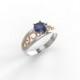 14kt Two tone Engagement ring,unique sapphire  ring , Two tone Engagement ring, Sapphire and gold engagement ring