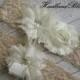 BEIGE IVORY Bridal Garter Set - Ivory Keepsake & Toss Lace Wedding Garters - Chiffon Flower Pearl Garters - Vintage Lace Garter - Garder