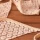 White Lace Handmade Vintage Triangle Flag Bunting Banner - 10 flags