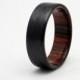 Carbon fiber wedding band with Cocobolo wood, Handmade carbon fiber and wood ring