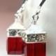 Garnet Red Crystal Earrings, Swarovski Cube Drop Earrings, Red Dangle Bridesmaid, Wedding Jewelry, January Birthday, Christmas Birthstone