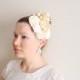 Champagne Veil, Champagne Bridal Hair Accessories, Birdcage Veil with Bridal Headband, Flower Headband Fascinator, Champagne Head Piece