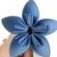 Light Blue Kusudama Origami Paper Flower with Green Wire Stem