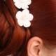 Wedding accessories,hair pin, hair clay flower,  white