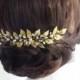 leaf headpiece, gold leaf hair piece, leaf hair vine, grecian headpiece,  victorian greek goddess hair accessory, laurel, silver leaves back