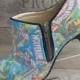 Custom comic ankle boots decoupage/paint/glitter. Any style, size or colour. Wedding shoes, prom shoes, custom glitter shoes made to order