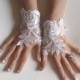 White or Ivory Wedding gloves bridal gloves lace gloves fingerless gloves ivory gloves french lace gloves free ship