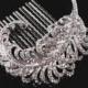 Bridal Brooch or Comb,  Wedding Head Piece,  Crystal Feather Hair Comb