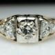Vintage Antique Art Deco .24ct Diamond Engagement Ring - 14k Yellow Gold - Size 7.5