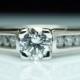 Solitaire .74cttw Diamond Engagement Ring - 14k White Gold - Channel Set Side Diamonds -  Size 7 - Free Resizing - Layaway Options