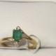 natural emerald ring with diamond in 14k gold