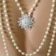 Handmade Great Gatsby Style Long Pearl Bridal Backdrop Necklace