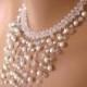 Vintage Pearl and Crystal Bridal Waterfall Necklace